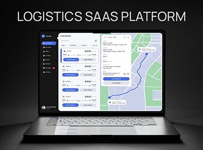 Ein geöffneter Laptop zeigt das Dashboard einer Logistik-SaaS-Plattform für Versand und Routen.