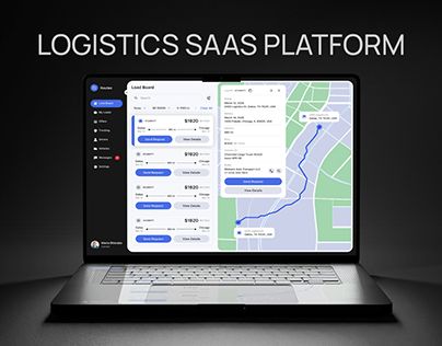 Ein geöffneter Laptop zeigt das Dashboard einer Logistik-SaaS-Plattform für Versand und Routen.